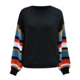 thumbnail image 4 of Pntutb Blusa de manga larga con rayas de arcoíris de punto de cable para mujer Pntutb Pntutb-2268, 4 of 9