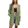 thumbnail image 1 of Gibobby Suéteres de invierno de punto Cárdigan informal de color liso para mujer con solapa y bolsillo con botones, abrigo de longitud media (Verde, XL), 1 of 5