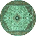 thumbnail image 1 of Ahgly Company Machine Washable Indoor Round Persian Turquoise Blue Traditional Area Rugs, 7' Round, 1 of 4