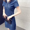 thumbnail image 4 of Robe en Denim pour Femmes Grande Taille Décontractée Printemps Été Élégante Style Cowboy Longue Section Robe en Jean 3TG 4TG, 4 of 6