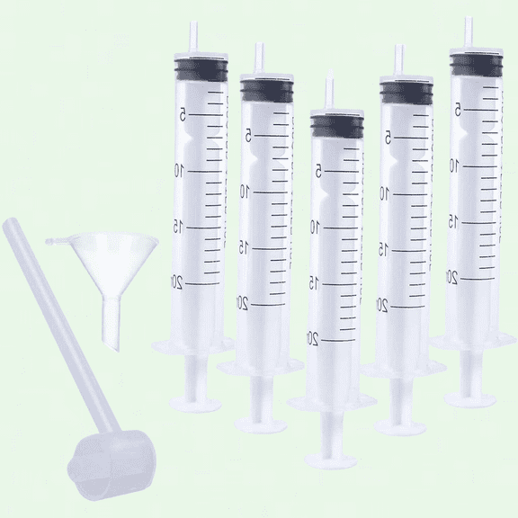 5-Pack 20ml Reusable Plastic Syringe with Extraction Adapters, Funnel, and Cosmetic Dispenser Pump
