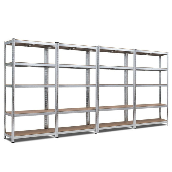 Costway 4 PCS 72-Inch 5-Tier Storage Rack Adjustable Garage Shelf Shelving Unit Silver