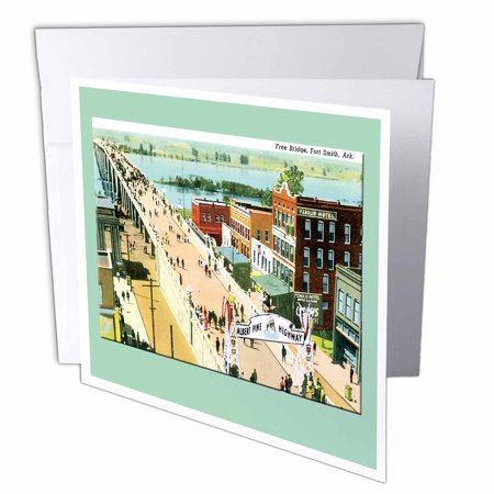 Free Bridge, Fort Smith Arkansas as Seen from Above - Albert Pike Highway 1 Greeting Card with envelope gc-160721-5