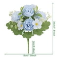 thumbnail image 3 of Realistic Peony Silk Flower Bouquet - Artificial Wedding Centerpiece Decor Dusty Tone Floral Arrangement Waterproof Home Accent(Blue-C), 3 of 6
