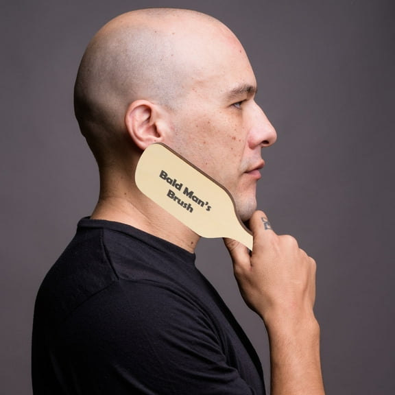 Masteelf Wooden Bald Man Comb for Men Light Yellow Funny Hair Brush with Large Wide Tooth Ideal for Grooming 7.5 inches