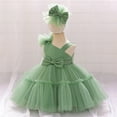 thumbnail image 4 of 6M-3T Baby Tutu Pageant Dress Toddler Bowknot Princess Tulle Girl Gown Flower Dresses with Headwear, 4 of 9