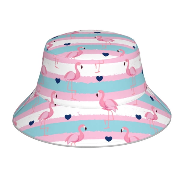 Fotbe Flamingo1 Sombrero Tipo Pescador con Estampado – Sombrero de Sol de Algodón de Moda para Playa, Golf, Pesca