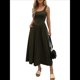thumbnail image 2 of Vestido de Verano para Mujer, Sin Mangas, Cuello Cuadrado, Informal, para Playa, con Bolsillos, Tejido de Patchwork Fluido Verde M, 2 of 8