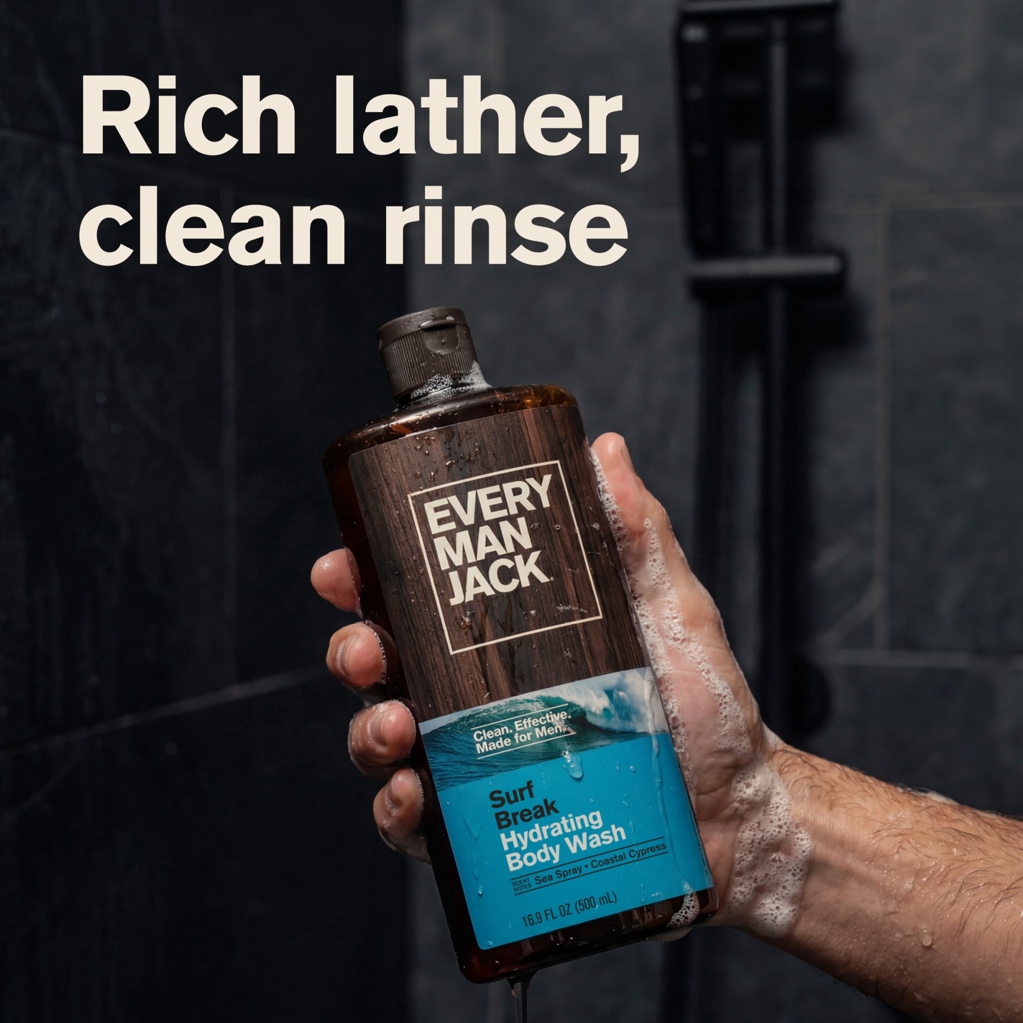 Every Man Jack Surf Break Hydrating Body Wash for Men, All Skin Types, Naturally Derived, Long Lasting Scent, 16.9 fl oz, 1 Count