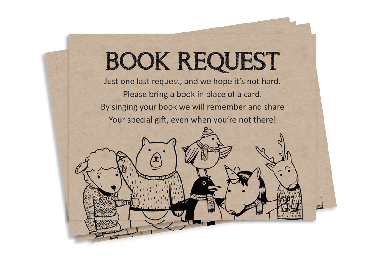 Inkdotpot 30 Kraft Books For Baby Shower Request Cards Bring A Book Instead Of A Card Jungle Animals Gender Neutral Baby Shower Invitations Inserts Games
