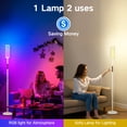 thumbnail image 5 of OUTON RGBIC Floor Lamp with Remote and App Control, Modern Lamp with 36+ Scenes, Music Sync, LED Corner Floor Lamp, Standing Lamp Tall Lamps for Living Room, Bedroom, Glass White, 5 of 9