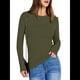 thumbnail image 3 of Camisetas de Larga para Mujer, Tops Ajustados de Punto Acanalado, Conjuntos de Otoño, Camisetas Informales, Ropa Interior, Ropa Interior, Verde M, 3 of 8