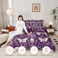 thumbnail image 3 of Homewish Victorian Halloween Skeleton Queen Comforter Set,Moth Botanical Pattern Comforter Sets Queen,Purple Cream,Black Reversible,3-Piece,1 Comforter and 2 Pillowcases, 3 of 7