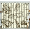 thumbnail image 1 of ABPHQTO Patrón de alimentos Cortina de ventana Cortina de cocina Panel de cortinas de ventana 130x210 cm (Dos piezas), 1 of 1