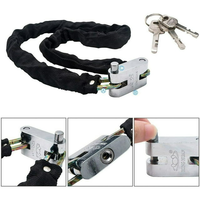Bike Lock Heavy Duty Keys Chain Cable Strong Scooter EBike Motorbike