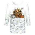 thumbnail image 4 of Icvfdpl Womens Summer Tops Casual T Shirts Dressy Hallowmas Pleated Crew Neck Long Sleeve Tee Shirt Office Work Clothes Trendy Female Daily Wear, 4 of 6