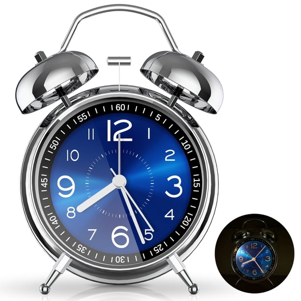 Reloj Despertador Súper Ruidoso para Personas Que Duermen con Mucho Espíritu, Reloj Despertador de 4 Pulgadas con Doble Campana y Luz de Fondo, Silencioso sin Tictac y Esfera Luminosa, Relojes Desper