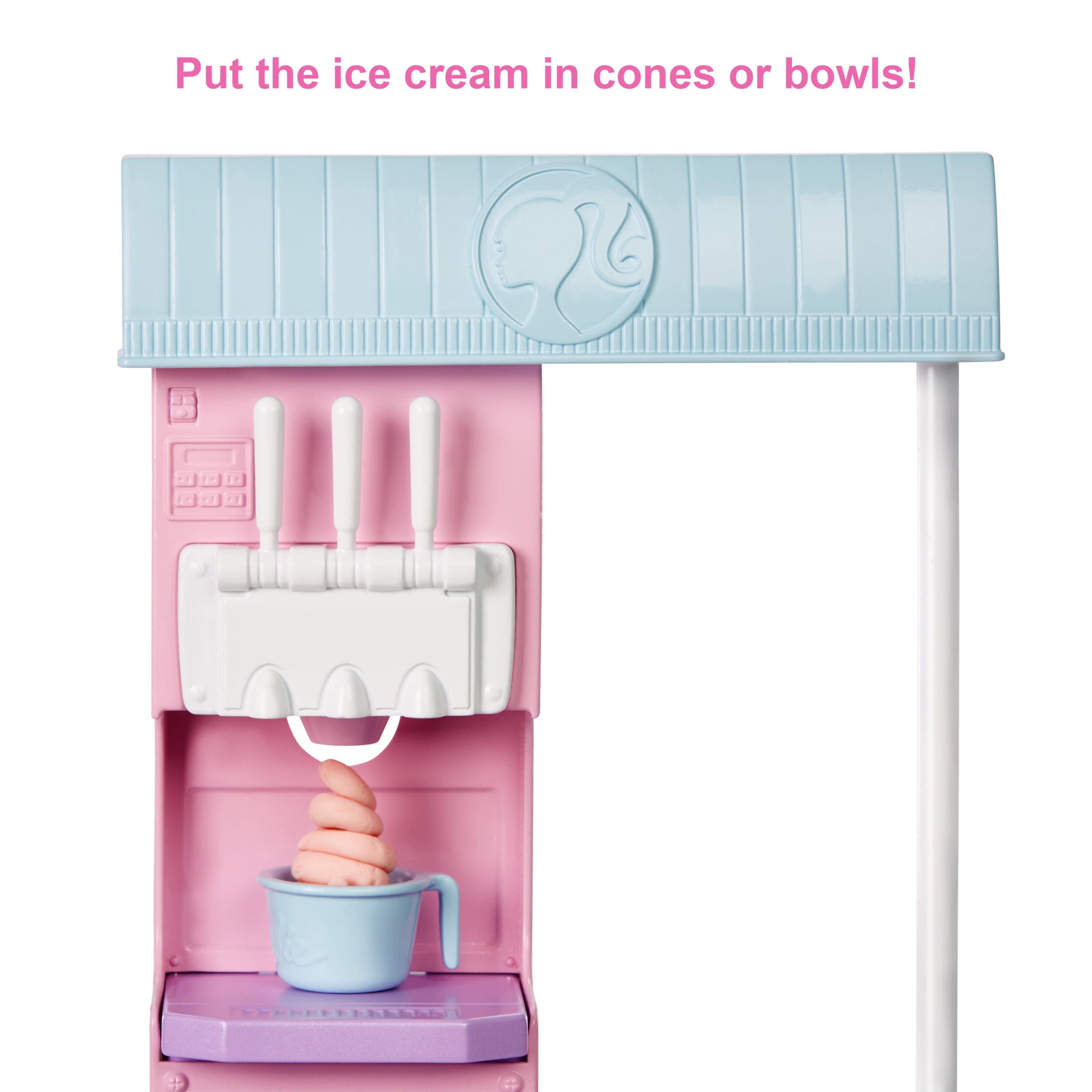 Barbie Careers Ice Cream Shop Playset with Blonde Doll, Ice Cream Machine, Molds, Dough, Accessories