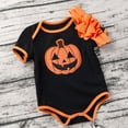 thumbnail image 4 of FYDUU Halloween Baby Girl Bodysuits Onesies One-Pieces 2 Piece Set Short Sleeve Romper With Headband Set Cute Outfit For Toddlers Party Daily Wear Soft Comfy Clothes 6-12 Months, 4 of 5
