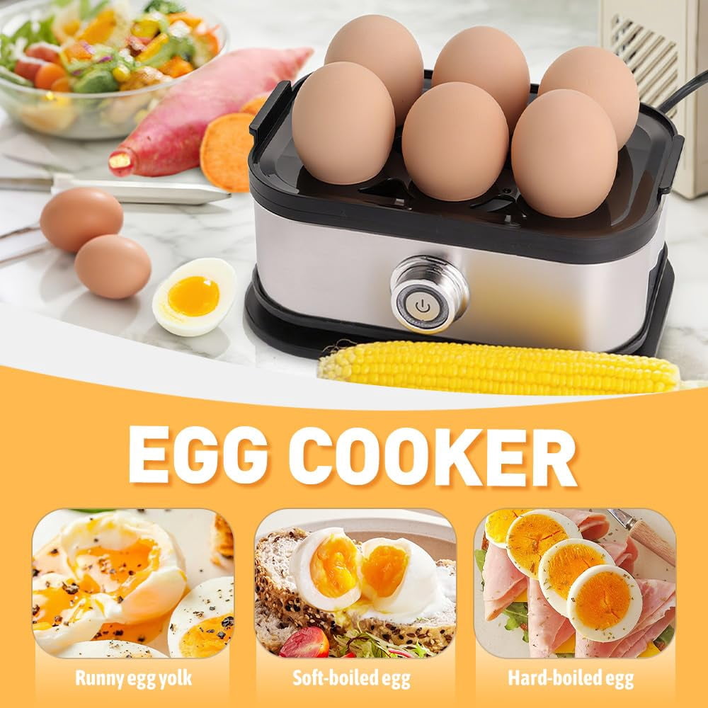 Multifunctional Egg Steamer, 2026 Rapid Electric Eggs Cooker, 6 Egg Capacity, Hard, Medium, Soft Boiled