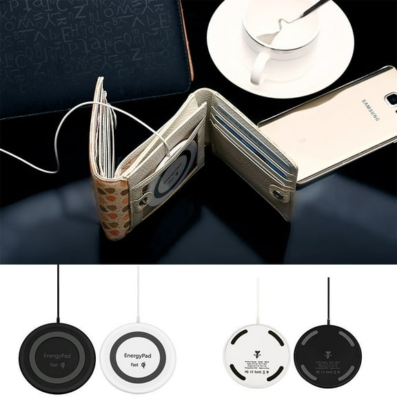 EnergyPad Fast Wireless Charger,0.14inch Ultra Thin Slight for iphone 8, 8P, X, Samsung Galaxy S8, S8 Plus,S7 G9300,S7 Edge G9350,S6 Edge G9250,Note 5 N9200 and All Qi Devices (Black/White)