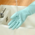 thumbnail image 3 of Household Kitchen Cleaning Gloves Waterproof Cotton Lined Dishwashing Non-Slip Long Cuff Gloves, 3 of 5