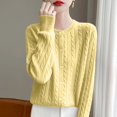 thumbnail image 2 of Gubotare Cardigan Léger pour Femme à Boutons, Manches Longues, Col Rond Décontracté, Tricot Doux, Chandails Hauts (Jaune,G), 2 of 5