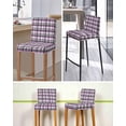 thumbnail image 5 of Purple Black Plaid Bar Stool Covers Set of 4, Farmhouse Purple Black Checkered Stretch Washable Bar Chair Covers with Backs, Removable Pub Counter Height Chair Cover for Kitchen Dining Room Cafe, 5 of 7
