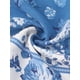 thumbnail image 5 of Vestidos florales para mujer con cuello en V, manga corta, cintura con cordón, vestido bohemio casual de verano con bolsillos M azul, 5 of 6