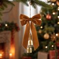 thumbnail image 2 of Hanging Ornament 12 Inch Vintage Bow with Gold Bells for Christmas Tree Door Wall Mantel Holiday Party Decor, 2 of 6