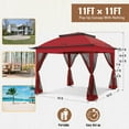 thumbnail image 3 of INTER HUT 11x11 Outdoor Pop up Gazebo Tent with Mesh Walls for Patio, Lawn, Backyard and Deck, Red, 3 of 9