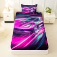 thumbnail image 3 of Erosebridal Racing Car Twin Sheet Sets for Kids Boys Girls, Pink Sports Car Bedding, 1 Flat Sheet, 1 Fitted Sheet and 1 Pillowcase, 3 of 5