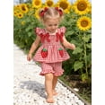 thumbnail image 3 of Happy Town Toddler Girl Clothes Infant Girl Sleeveless Ruffle Set Cute Bowknot Dress Top Shorts Outfits For Kids, 3 of 9