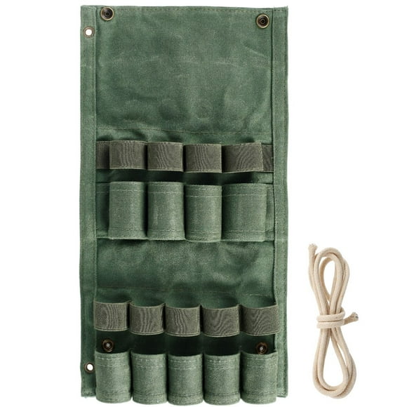 Portable Spice Bag with 9 Spice Jars Wax Canvas Seasoning Bottle Storage Organizer Bag for BBQ Picnic