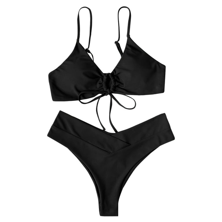 Daznico Womens Swimsuits Women's High Waisted Bikini Sets Solid