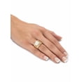 thumbnail image 3 of PalmBeach Jewelry Simulated Pearl and Cubic Zirconia Floral Cocktail Ring .65 TCW in Yellow Gold-Plated or Platinum-Plated Sterling Silver, 3 of 6