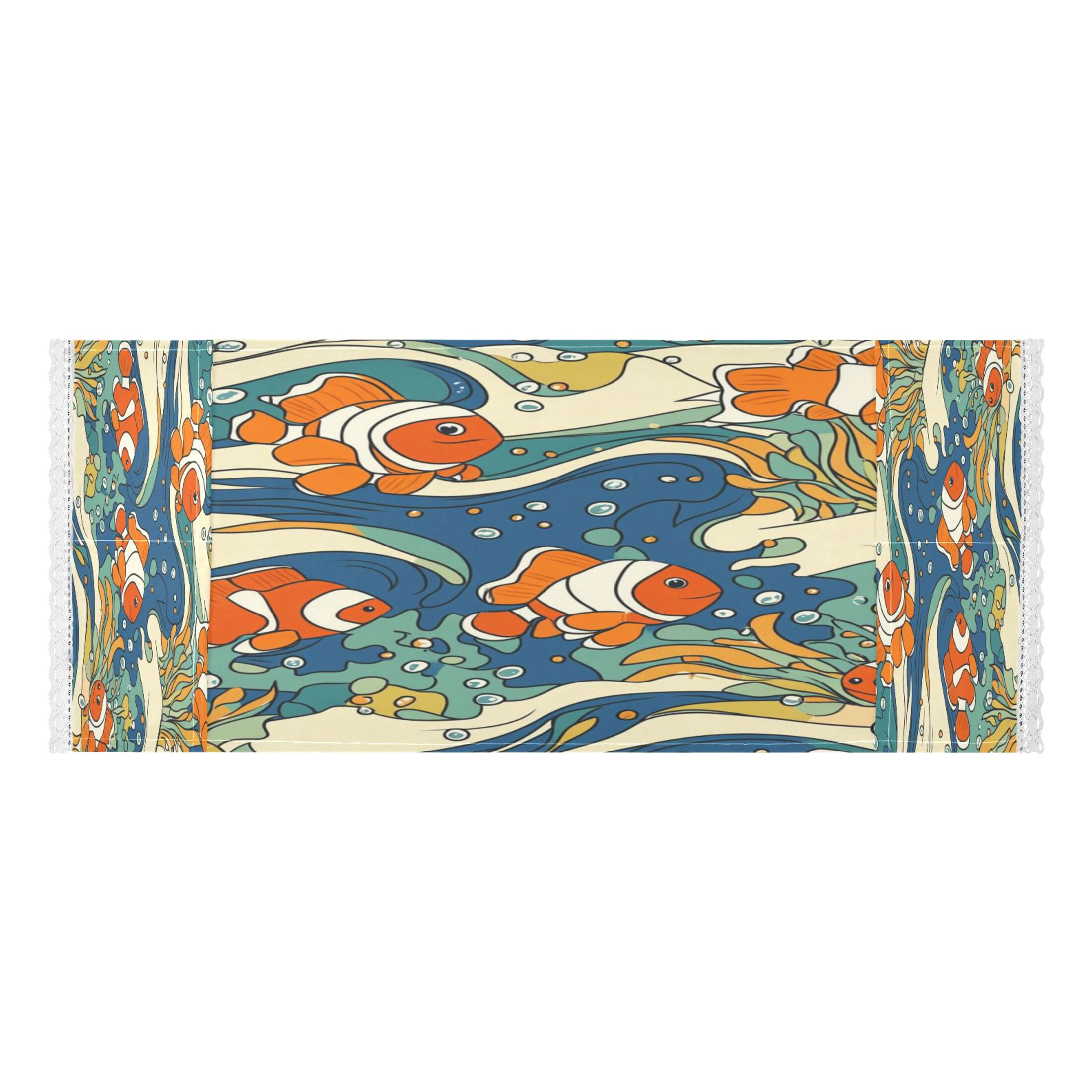 Washing Machine Cover 51.2x22in, Durable Polyester Dust Cover with Lace Trim and Side Pocket for Appliances Cute Clownfish Patterns