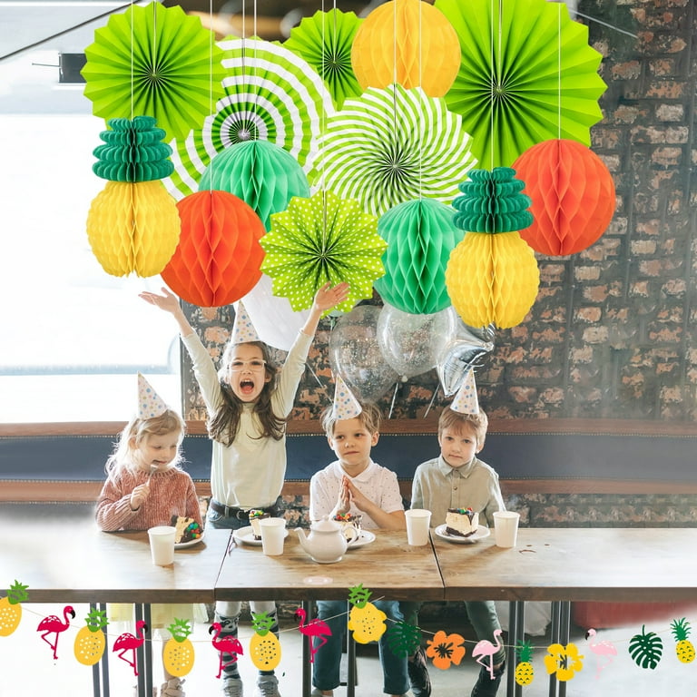 24 Pcs Colorful Hanging Paper Fans Set, Hanging Honeycomb Paper Fans  Collection for Birthday, Wedding, Baby Shower Party Decorations (Colorful)