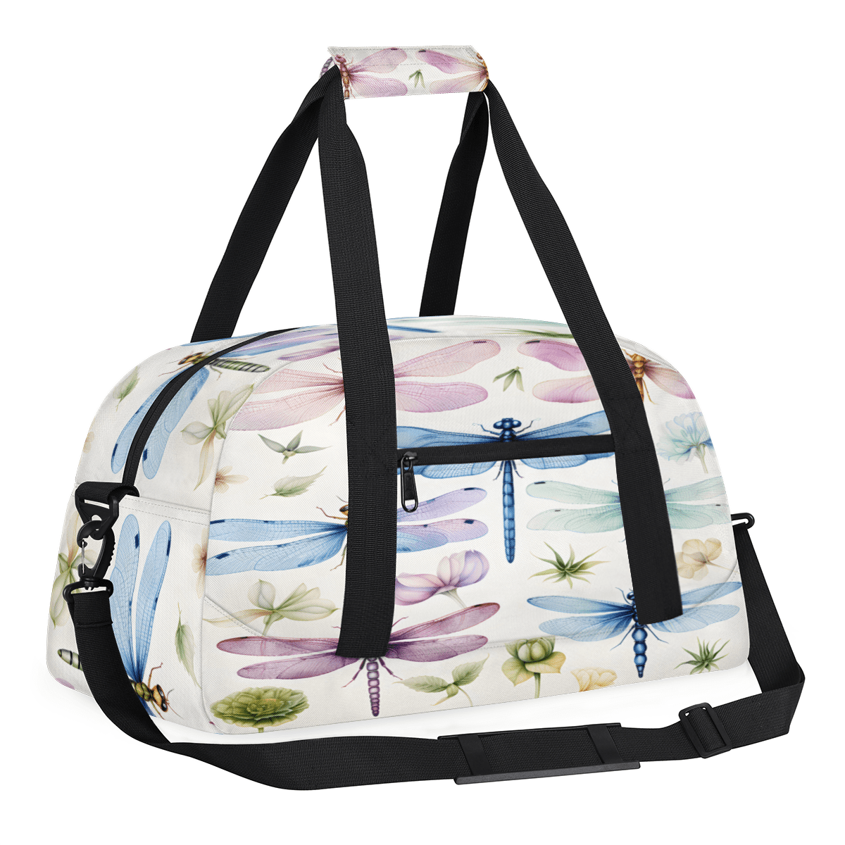 Herdesigns Dragonfly Sports Duffle Bag for Women & Men, Colorful Gym Bag Dance Bag Overnight Bag Carry On Weekender Travel Bag