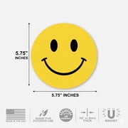 Smiley Face Magnet 5.75 Circle, Happy Face Magnets for Cars, UV Protected 30 Mil Thick Circle Car Magnets, Yellow Smiling Fridge Magnet, Face Magnet by Magnet America
