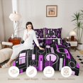 thumbnail image 4 of Manfei Contemporary Abstract Queen Comforter Set, Geometric Circle Rectangle Comforter Sets Queen, Purple and Black, Black Reversible 3pcs, 1 Comforter and 2 Pillowcases, 4 of 6