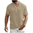 thumbnail image 6 of Mens Cotton Linen Summer Tops, Short Sleeve Shirts for Men Lightweight Casual Solid Color Button Up T-Shirts, 6 of 6