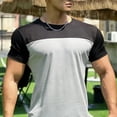 thumbnail image 4 of Timoontee Men's Casual Solid-Color Round-Neck Pullover T-shirt Short-Sleeve Top Blouses Shirts Gray XXL, 4 of 5