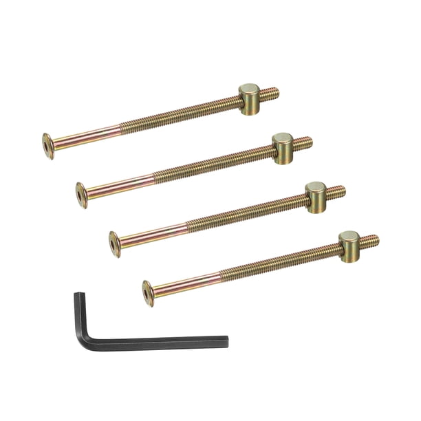 Uxcell 4 Set Pernos y Tuercas para Literas, Tornillos de Cabeza Hexagonal M6x110mm para Cabeceras de Cama, Sillas y Muebles