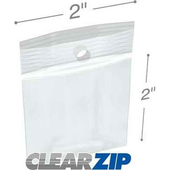 International Plastics CZH20202 2 x 2 in. ClearZip with Hanghole Bags, 0.002 Gauge - Case of 1000