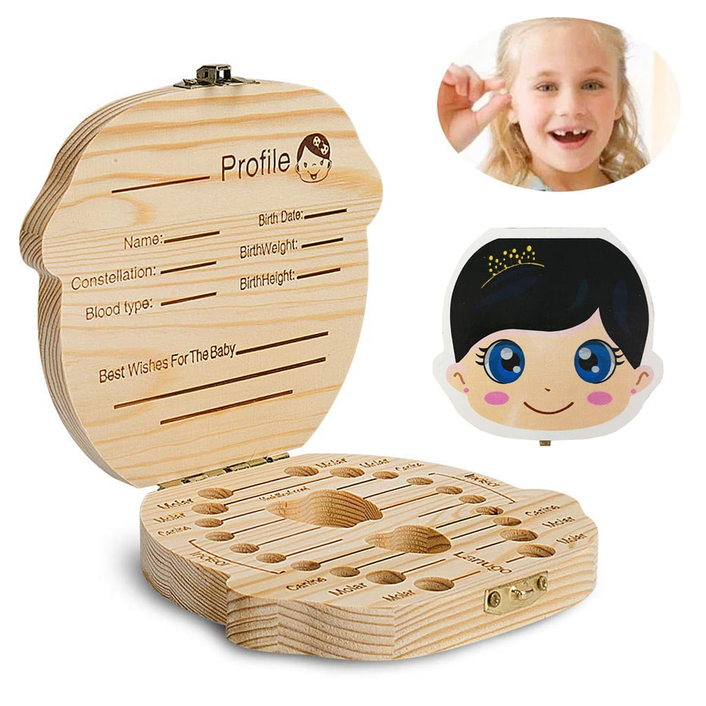 Anbaby Cute Personality Baby Teeth Box Save Wooden Boxes Deciduous Souvenir Box Colorful Girl 