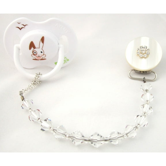 Sparkly Pacifier Clip with Swarovski Crystals