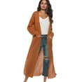 thumbnail image 5 of Women Light Cover Up Sweaters Calf Length Long Sleeve Side Slited Summer Cardigan S-2XL, 5 of 9