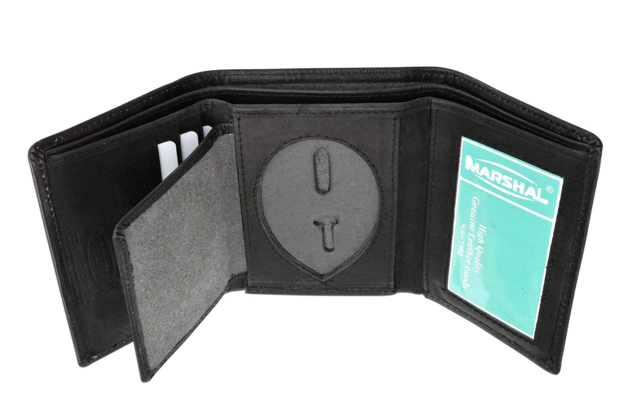 RFID Genuine Leather Trifold Badge Holder Wallet Police Badge Holder USA  Series RFID2519HU