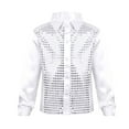 thumbnail image 1 of MSemis Chemises à Sequins pour Enfants Garçons Filles Costume de Danse de Rue Jazz Latin Blanc 120, 1 of 6
